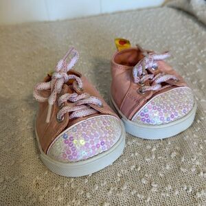 BUILD A BEAR Pink Sequin lace up sneaker shoes